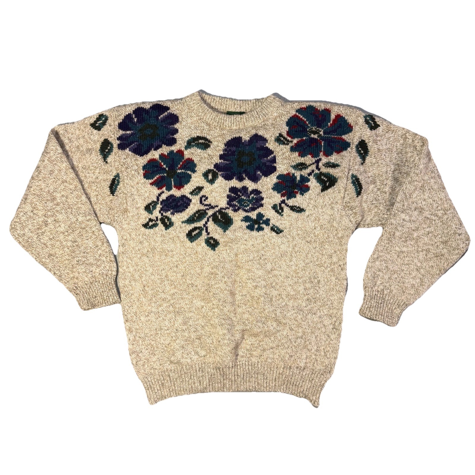 Vintage Northern Reflections Wool Blend Medium Floral Knit Sweater
