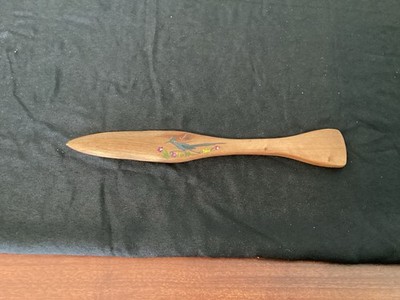 Bottle Brush Wooden Handcarved Letter Opener Hand painted Roadrunner Preowned