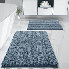 Bathroom Rug Set 2 Piece, Soft Absorbent Chenille Bath Mat Set, Non Slip Machine