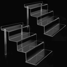 Cerpourt 4 Tier 9" Acrylic Riser Display Shelf 2 Sets Clear Organizer for Pe...