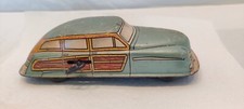 Vintage 1940s-50s Marx Tin Wind Up Woody Sedan 7JA2 light blue Works, shows well