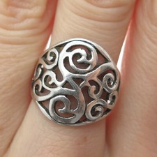 925 Sterling Silver Vintage Swirl Oxidized Ring Size 7