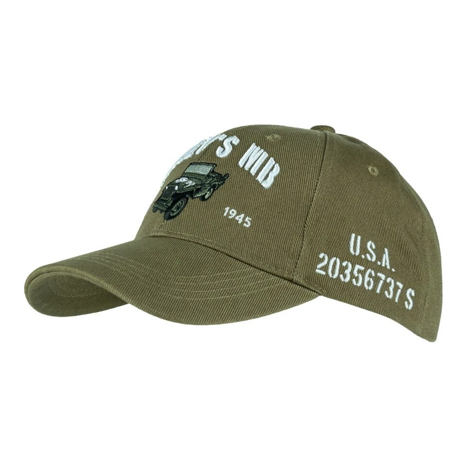 WW2 Themed US Army Willy's Jeep Baseball Cap- 100% Cotton- Embroidered- New
