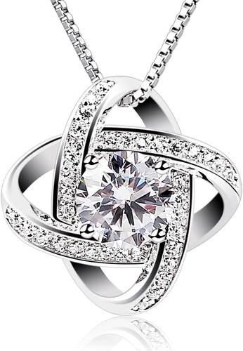 Collana Con Pendenti Gemelli in Zircone Cubico Ed Argento 925 - Foto 10 di 12