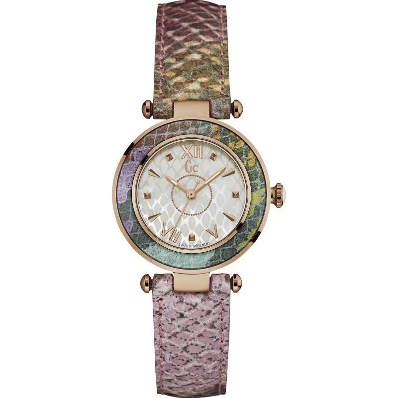 Guess Collection lavender python Leather Strap Rose Gold Tone