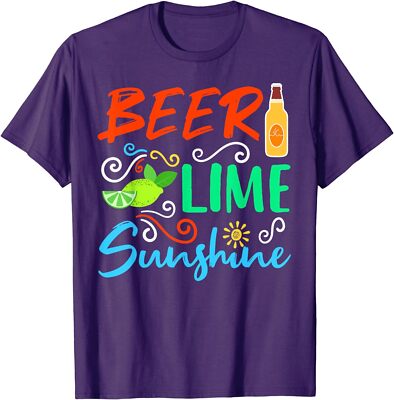 Beer Lime And Sunshine Funny Summer Beach Vacations Unisex T-Shirt