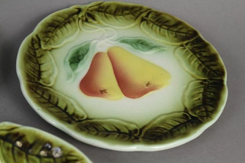 3 Vieux Céramique Assiette - Corbeille de Fruits - Ampoule Décor - Ø Par Env. 17 - Photo 5 sur 12