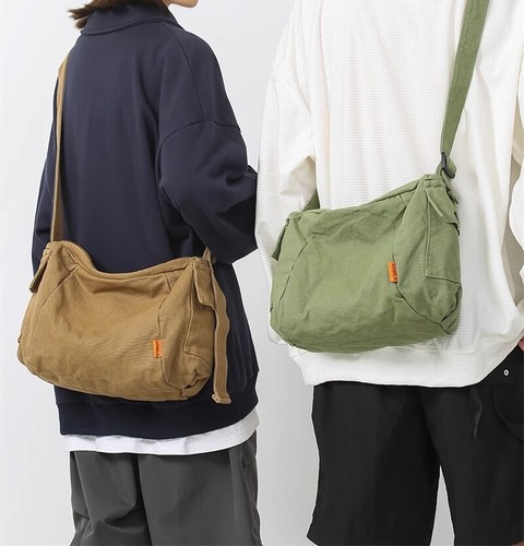 Weiche lässige Schultertasche Canvas-Stoff Student Freizeit Kuriertasche für Frauen - Bild 1 von 13