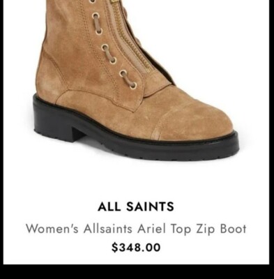 ALLSAINTS Ariel Top Zip Combat Boot tan Suede size 40 EU US NWOB MSRP  $350