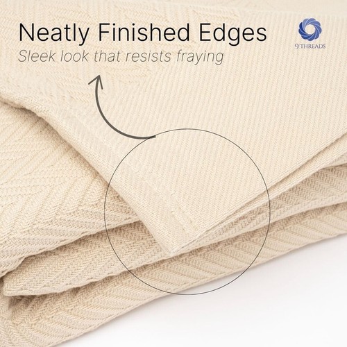 Luxury Cotton Blanket King Size – Soft & Breathable Herringbone Weave – Light... - 第 4/10 張圖片
