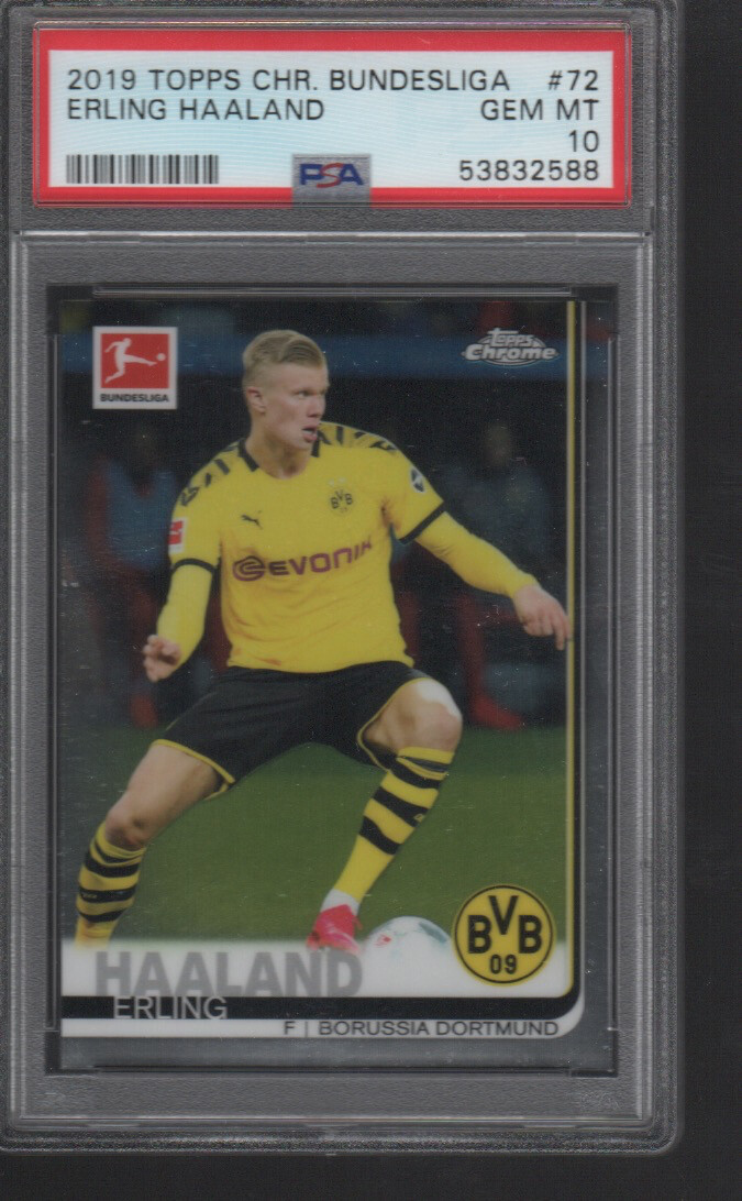 ERLING HAALAND 2019 TOPPS CHROME BUNDESLIGA ROOKIE CARD #72 PSA 10 GEM MINT