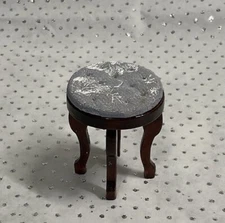 Concord Dollhouse Miniature Blue Upholstered Bench / Stool
