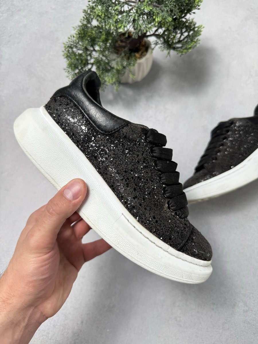 Black Alexander Mcqueen Oversized Glitter Sneakers Mcqueen Black