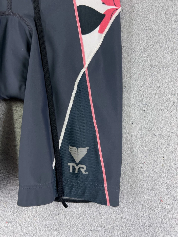 TYR Cycling Shorts Womens Extra Small Black Pink Floral Triathlon Padded Nylon - Image 2 of 4