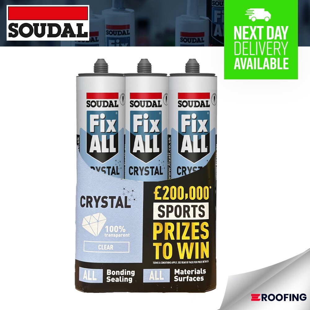 Soudal Fix All Crystal Clear Adhesive & Sealant SUPER CLEAR 290ml *PACK OF 3*