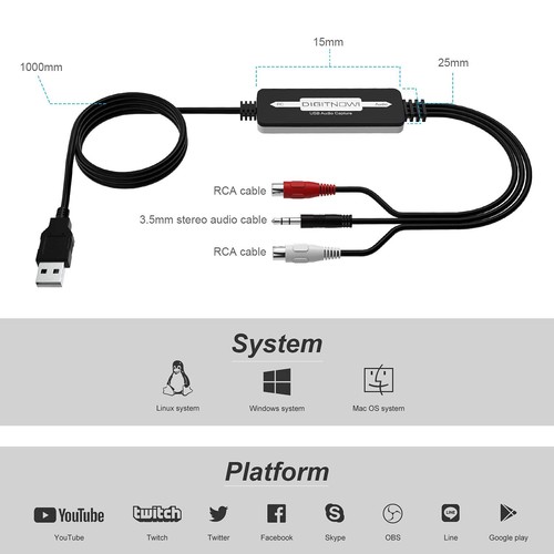DIGITNOW USB 2.0 Audio Grabber Converter for Vinyl Cassette to Digital MP3 Co... - Bild 5 von 6