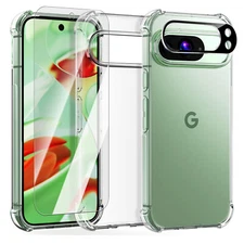For Google Pixel 9 Pro / Pixel 9 Clear Case with Screen Protector Camera Cover