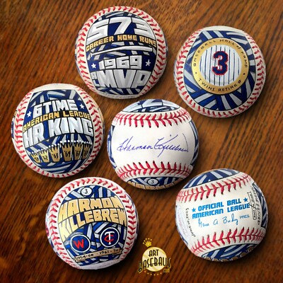 HARMON KILLEBREW, Minnesota Twins Orig. Painted Art Baseball by Mike Floyd 1/1
