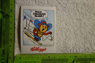 Alter Aufkleber Restaurant Essen Speisen Kornflakes KELLOGG'S Ski Schi