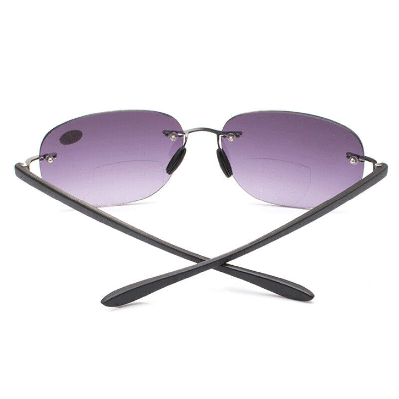 Rimless Round Bifocal Tinted Reading Glasses Sunglasses Readers +1.03.