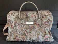 Vtg Jordache Tapestry Travel Bag Gray Floral strap Weekender Zip Carry on