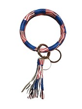 Leather Bracelet Key Ring Bangle Keyring Keychain American Print