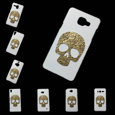 For Various Phones 3D Retro Skull White Hard Back Protective Skin Case Cover
