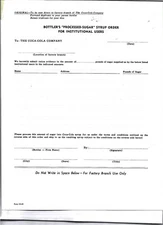 BOTTLERS PROCESSED SUGAR SYRUP ORDER FOR INSTITUTIONAL USERS 1940s  COCA-COLA B9