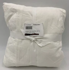 Pottery Barn Belgian Flax Linen Box Spring Cover White Queen #N360