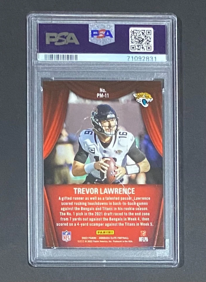 2022 DONRUSS ELITE TREVOR LAWRENCE PLAYMAKERS INSERT JAGUARS #PM11 PSA 10 POP 3 - Image 4 of 4