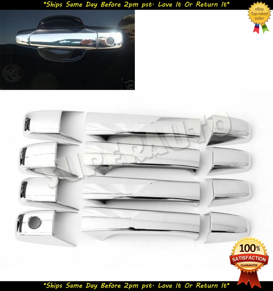 Espejo retrovisor cromado para Chevy Silverado GMC Sierra 2007-13 + cubiertas de manija de 4 puertas superpuestas Foto 4 de 4