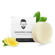 Fresh Lemon Solid 60g Vegan Shaving mug Bowl Soap Puck by La Barbiera Made in UK