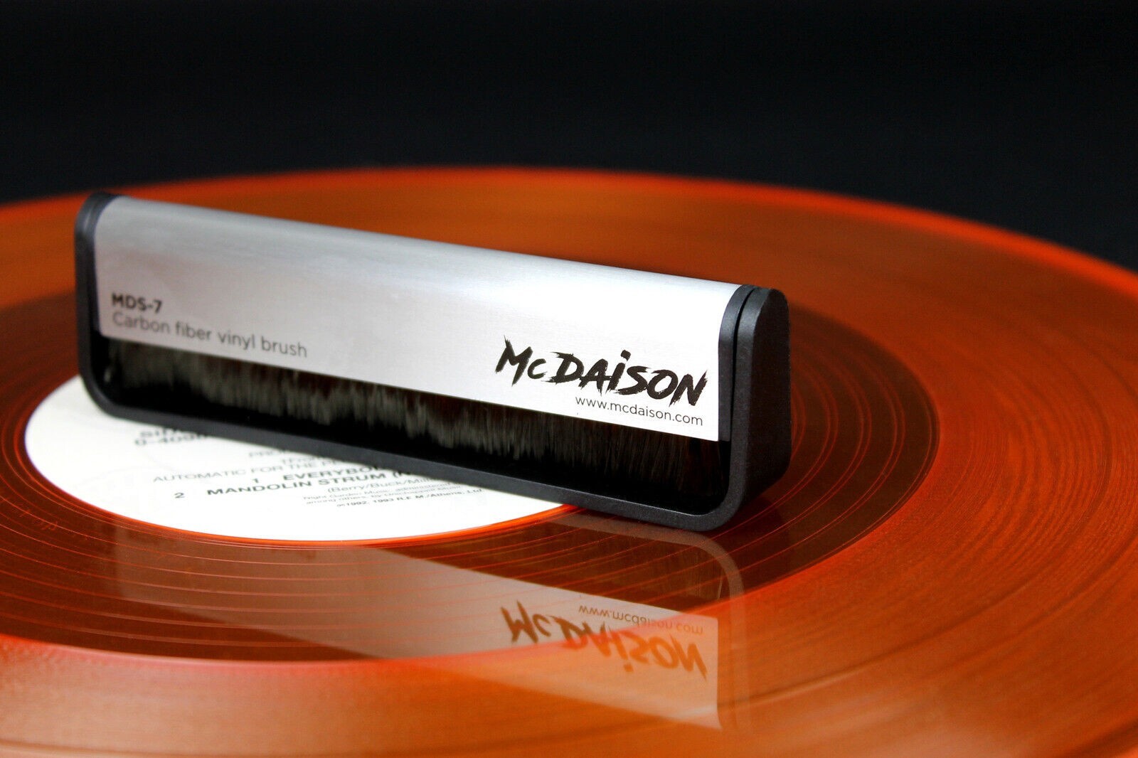 McDAISON SPAZZOLA ANTISTATICA per pulizia dischi vinile LP SETOLE fibra CARBONIO foto 2