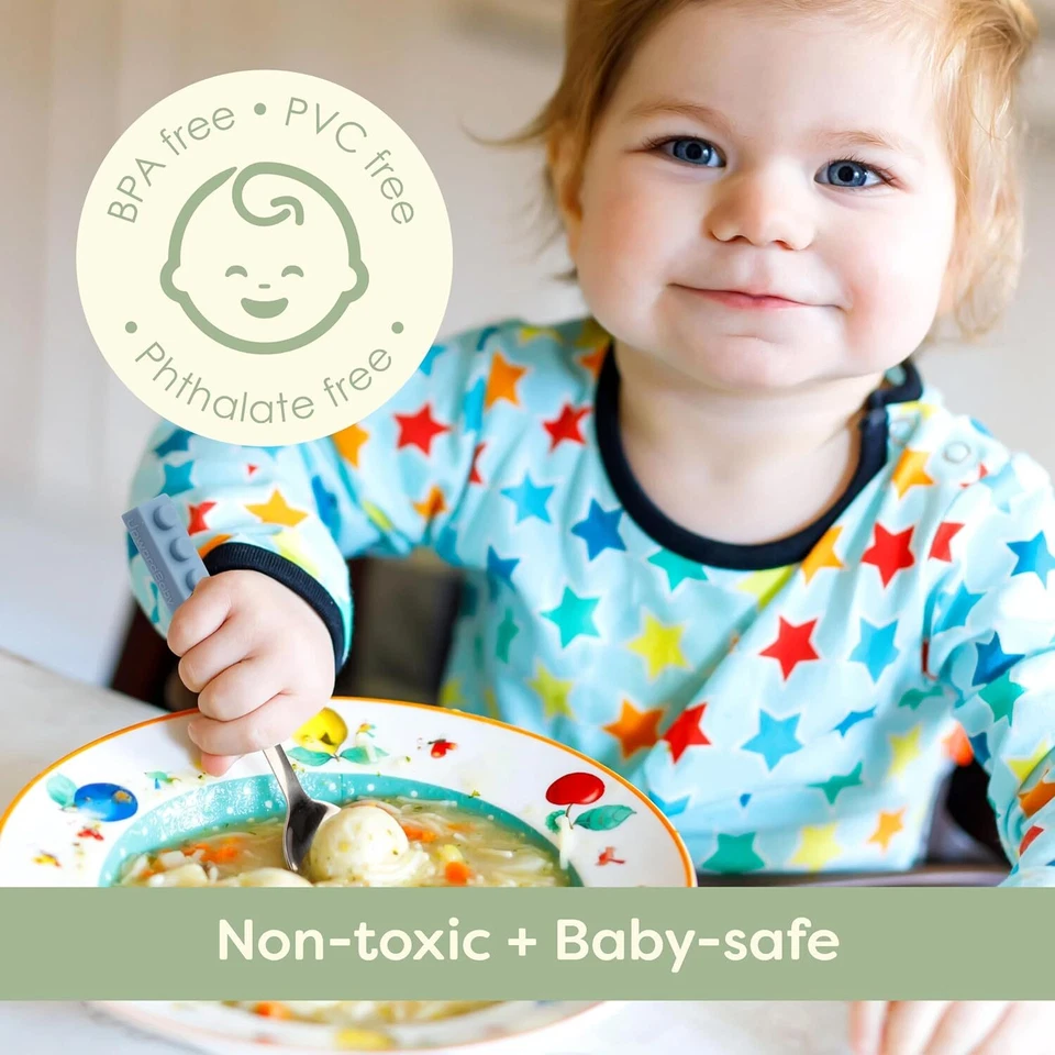 Utensilios para niños pequeños sin BPA 6 piezas cubiertos cucharas y tenedores para autoalimentación Foto 2 de 4