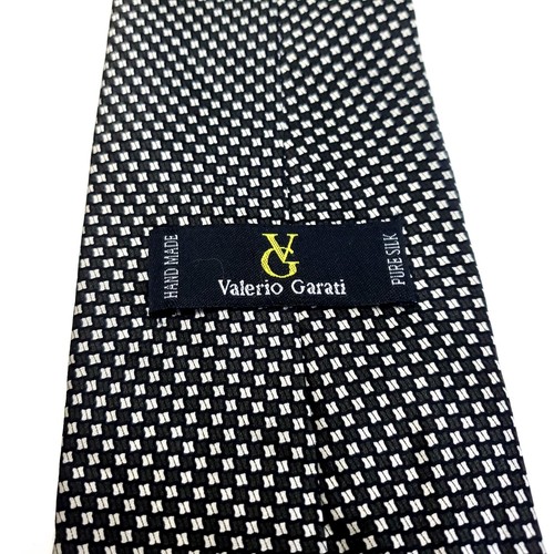 Valerio Garati Green White Print Geometric Wide Silk Tie - Picture 3 of 6