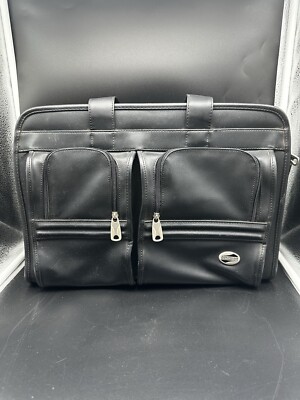 American Tourister Briefcase Leather Black Attache (6E)