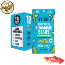 The Only Bean Crunchy Dry Roasted Edamame Snack (Sea Salt), High Protein,10 Pack