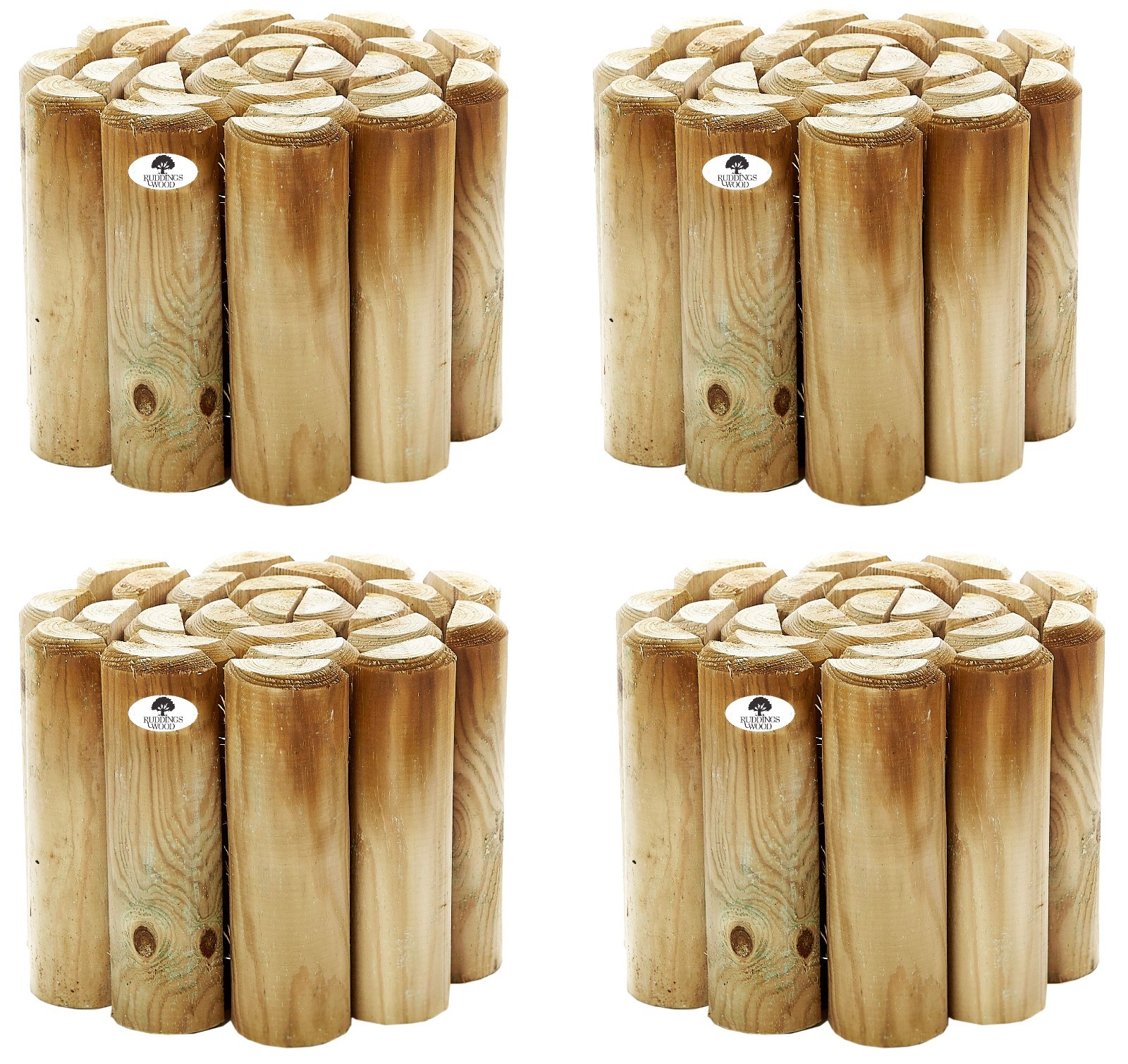 Log Roll Border Fencing Edge Garden Wooden Lawn Edging 9"" high 1.8m long 4Pcs