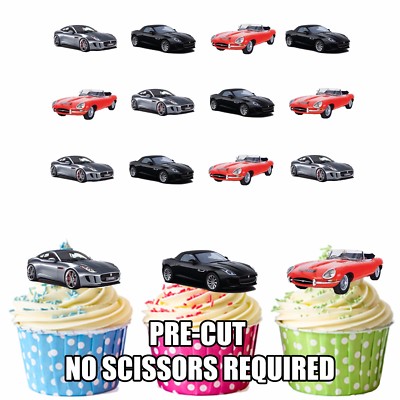 Jaguar Voiture De Sport Homme Garcons Fete D Anniversaire 12 Cupcake Toppers Comestibles Decorations Ebay