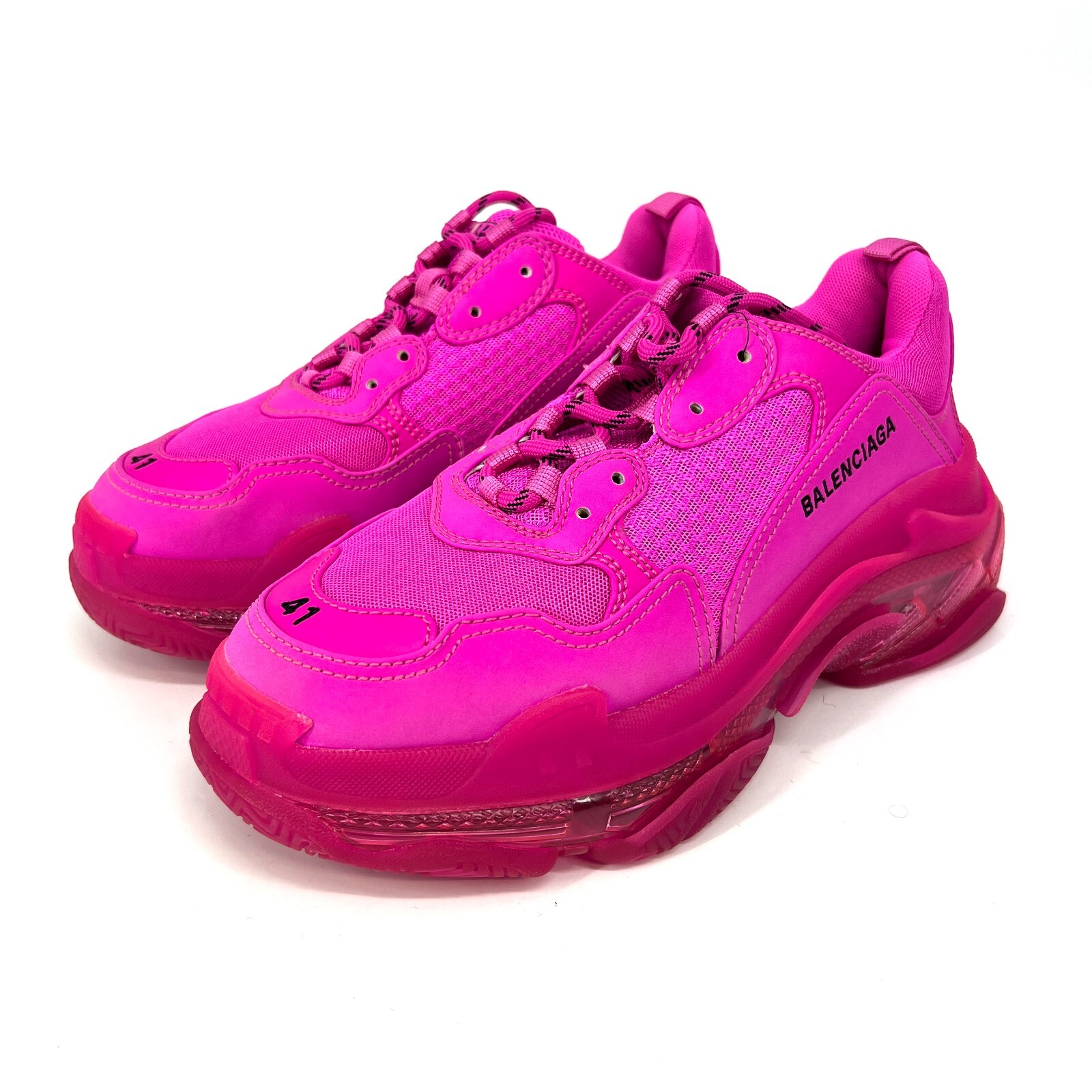 Balenciaga Triple S Sneakers Shoes Mens Size 41 Clear Sole Pink Logo Lace Up NEW thumbnail 4