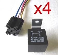 30/40 AMP 5 pin Relay with 5 wire Relay Socket Qty 4