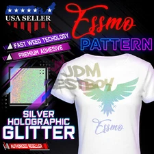 Essmo Silver Holo Glitter Pattern Heat Transfer Vinyl HTV TShirt Iron Press SP22