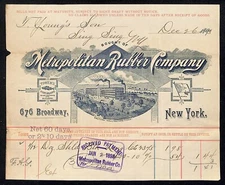 Metropolitan Rubber Co. Broadway NYC 1893 Billhead Townsend Young Sing Sing (#7)