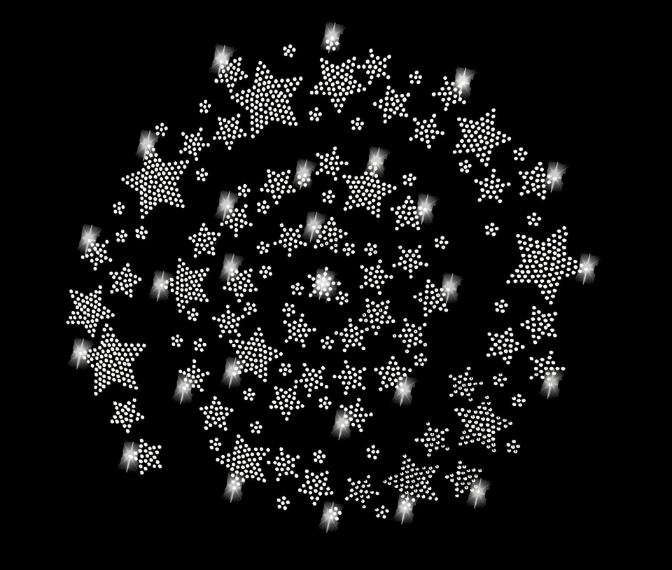 XXL 28x27cm 59 STERNE 46 BLUMEN STRASSSTEINE BÜGELBILD HOTFIX APPLIKATION STERN - Bild 2 von 4