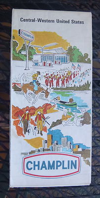 1971 Central & Western United States   road map Champlin  oil gas oil