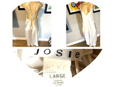 Vintage Josie Slip Dress White Bridal Satin Feel Midi Nightgown Size L 8cx