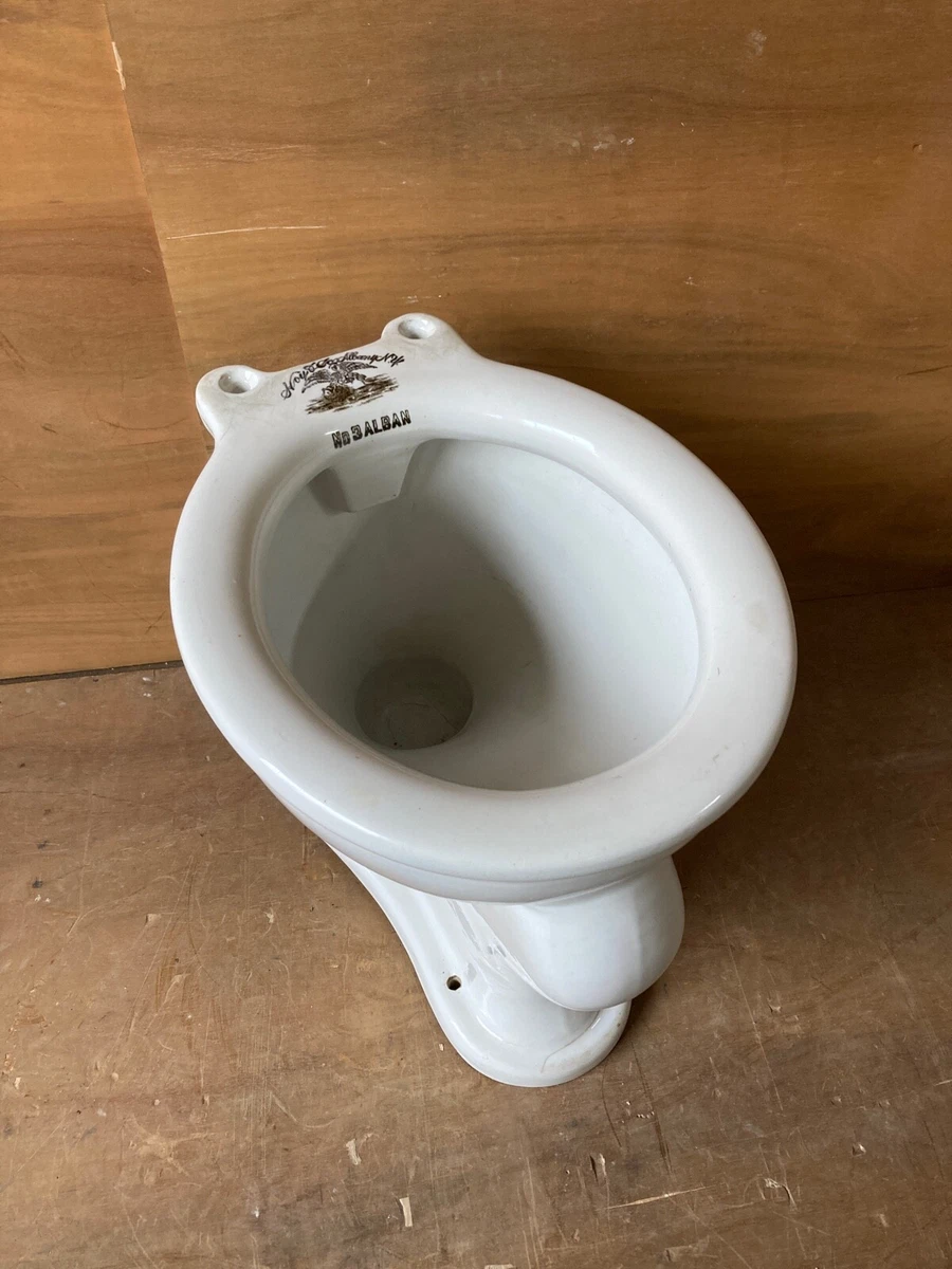 Antique Vitreous China White Porcelain Toilet Bowl Eagle Lion