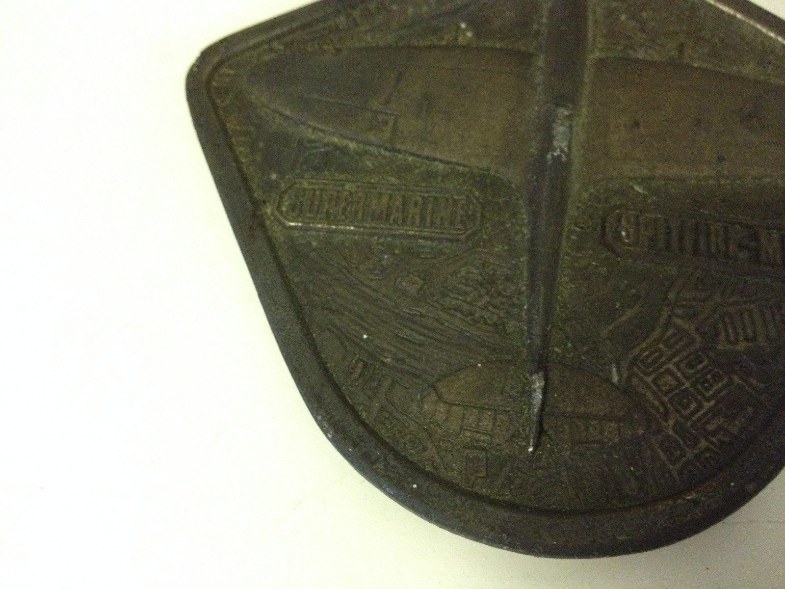 Vintage 1976 Bergamot Brass Works Belt Buckle Super Marine Spitfire MK5 Plane