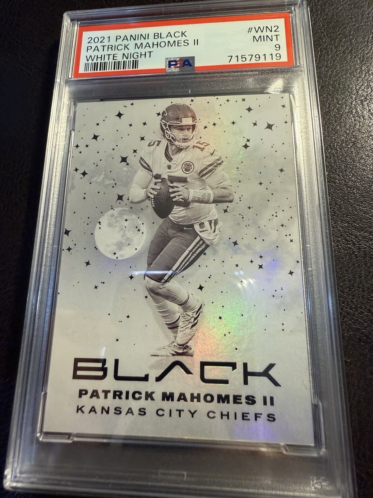 2021 Panini Black Patrick Mahomes White Night Case Hit PSA 9 (POP 4) view 2