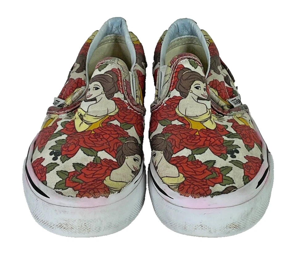 kids 12 Authentic Vans x Disney Belle Beauty And The Beast US Slip On Floral - Image 2 of 4
